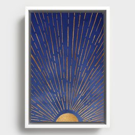 Twilight Blue and Metallic Gold Sunrise Framed Canvas