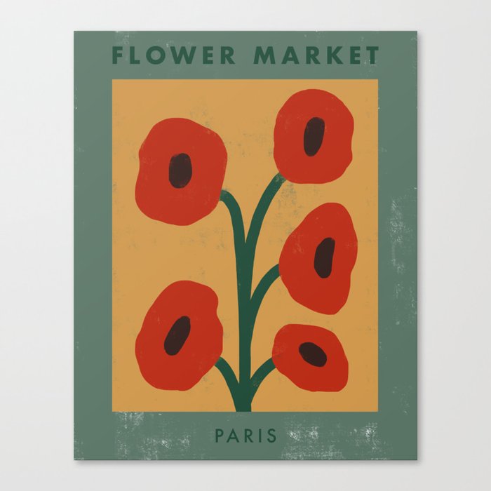 Flower Market Paris, Abstract Flower Poster Canvas Print