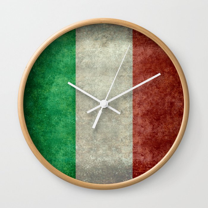 Italian Flag Vintage Retro Style Wall Clock By Bauhaus Society6 Italian Flag Vintage Retro Style Wall Clock
