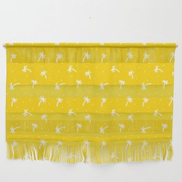Yellow And White Doodle Palm Tree Pattern Wall Hanging