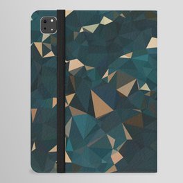 Gold Teal Abstract Low Poly Geometric Triangles iPad Folio Case