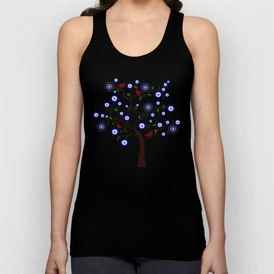 Lucky Evil Eye Bird Tree Unisex Tank Top