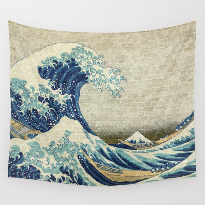 Brick Wall Painting Japanese Great Wave Off Kanagawa Urban