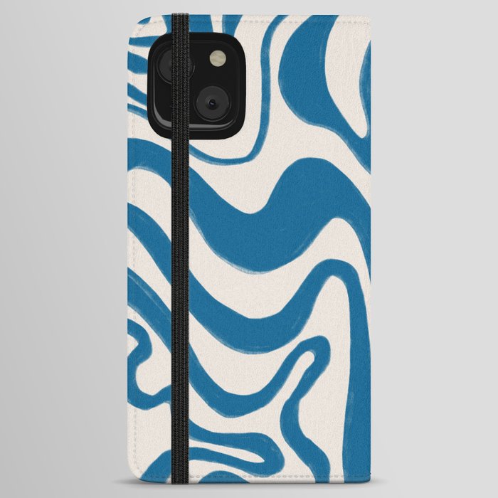 Daphne Blue Minimalistic Hand-Painted Swirl iPhone Wallet Case