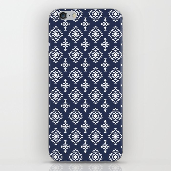 Navy Blue and White Native American Tribal Pattern iPhone Skin
