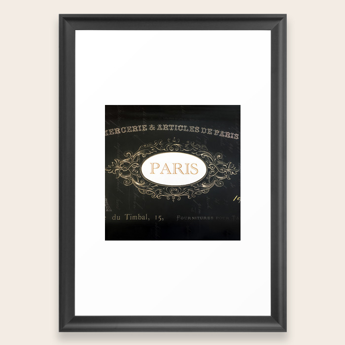 Paris Black White Gold Typography Home Decor Framed Art Print By