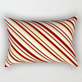 [ Thumbnail: Maroon, Tan, and Mint Cream Colored Stripes Pattern Rectangular Pillow ]