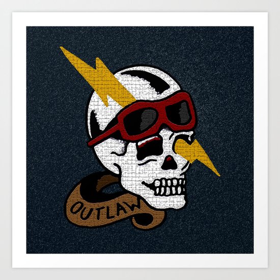 Outlaw Traditional Tattoo Design Art Print