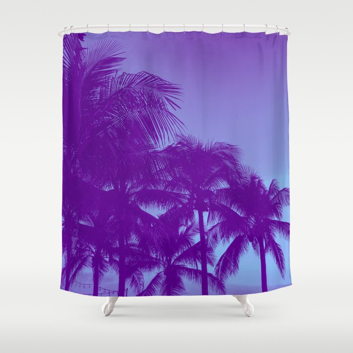 Palm Trees Tropical Beach Night  Shower Curtain
