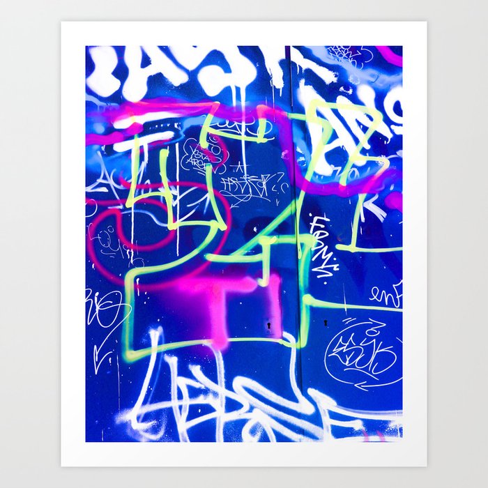 Blue Mood with Pink Language Art Print