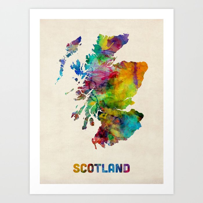 Scotland Watercolor Map Art Print