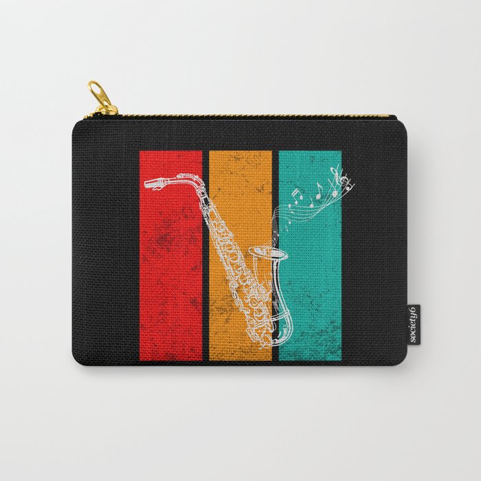 Saxophone Vintage Style With Music Notes Carry-All Pouch