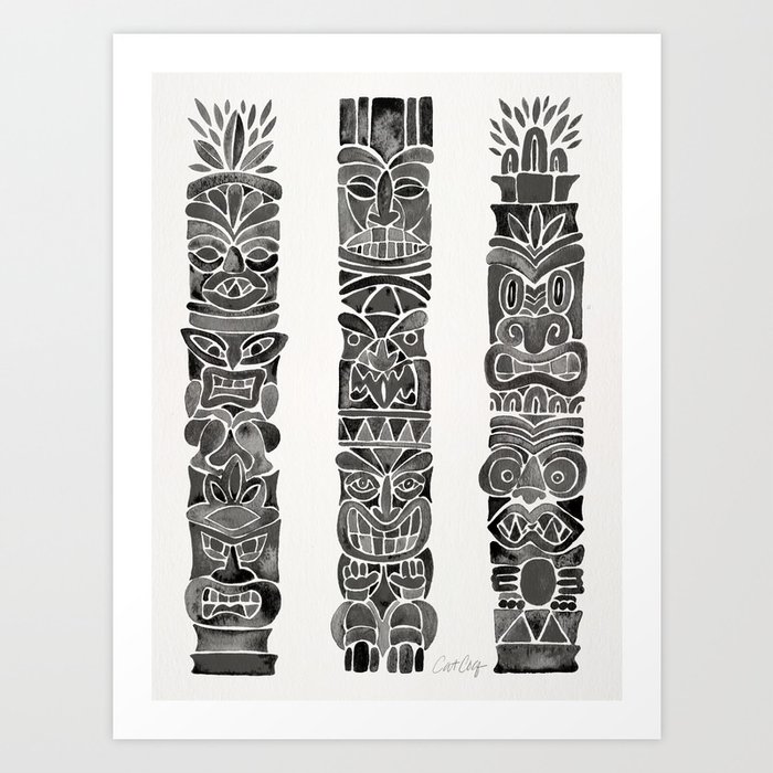 Tiki Totems – Black Art Print