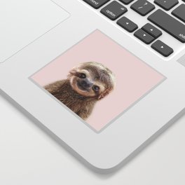 Baby Sloth, Pink Nursery, Kids Art, Baby Animals Art Print By Synplus Sticker