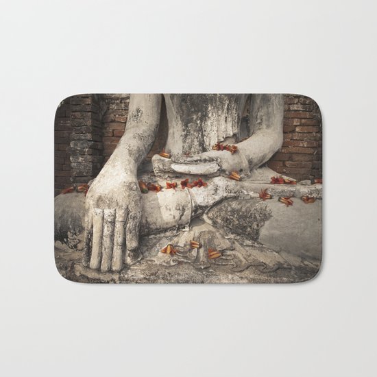 Buddha with flowers Bath Mat