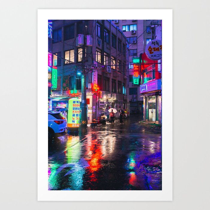 Neon Nights in Seoul Art Print
