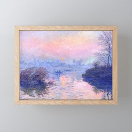 Claude Monet "Sunset on the Seine at Lavacourt. Winter Effect" Framed Mini Art Print