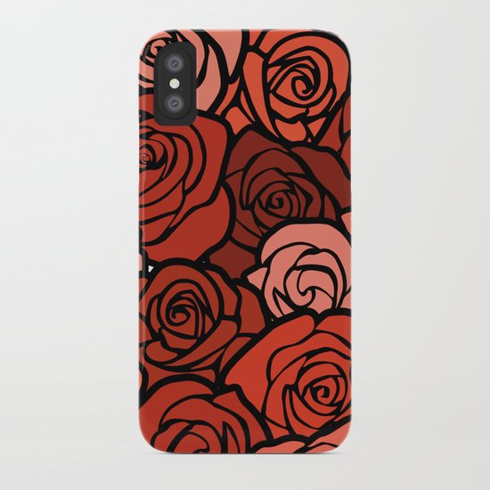 Romantic Orange roses with black outline iPhone Case