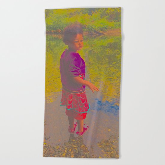 She Listens At Golden River And Feels An Overseeing Power Beach Towel