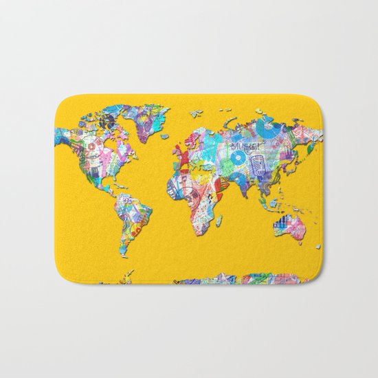 world map music art 1 Bath Mat