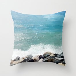 Sea at Noon, Mediterranean Sea, Italy Throw Pillow