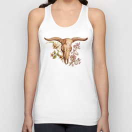 Floral Cow Skull Unisex Tank Top