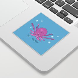 Cartoon octopus doing yoga underwater Sticker