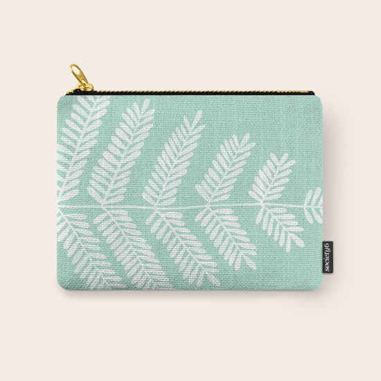 Mint Leaflets Carry-All Pouch