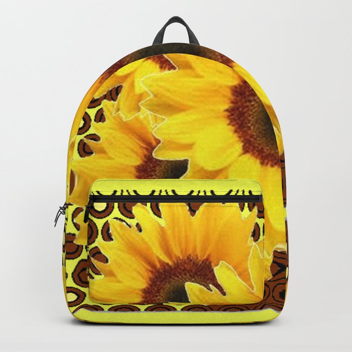 DECORATIVE DECO BROWN & YELLOW SUNFLOWERS DESIGN Backpack