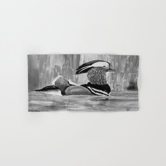 Mandarin Duck at Night Enjoying the Reflection on the Water Hand & Bath Towel