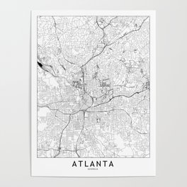 Atlanta White Map Poster