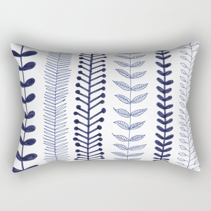navy blue vines Rectangular Pillow