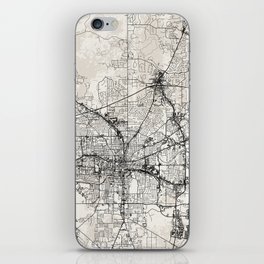 USA, Tallahassee Black&White City Map Drawing iPhone Skin