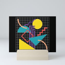 Memphis Pattern - 80s Retro Black Mini Art Print