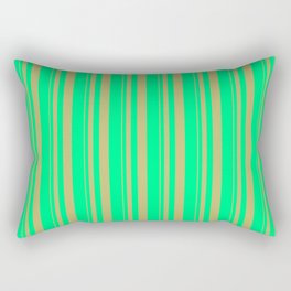 [ Thumbnail: Dark Khaki and Green Colored Stripes/Lines Pattern Rectangular Pillow ]