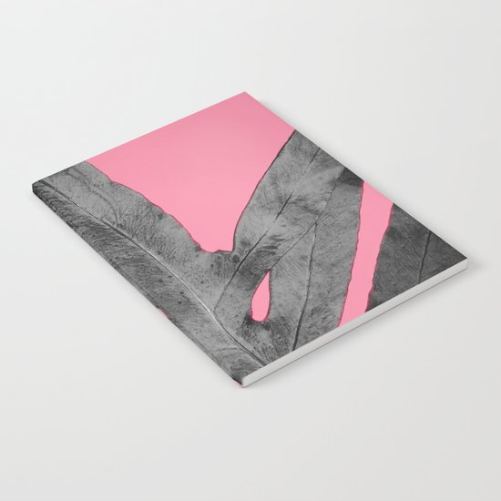 Green Fern on Pink - Black Shadow Notebook