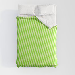 [ Thumbnail: Light Yellow and Chartreuse Colored Lined Pattern Comforter ]