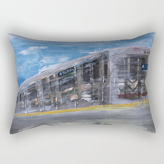 Moving A Train on NYC MTA Platform Rectangular Pillow