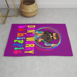 Don't worry be hippie funny quote Rug