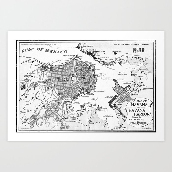 Basic Map of Havana Cuba (1898) 2 BW Artwork Print as a result of bravuramedia picture about Printable Map of Havana named Traditional Map of Havana Cuba (1898) 2 BW Artwork Print by way of bravuramedia