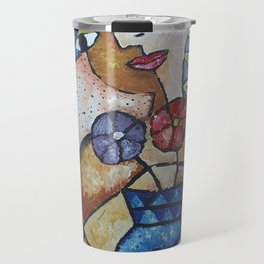 Lady with Flowers by JoPan Travel Mug