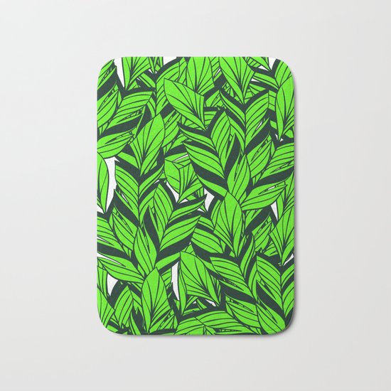 Jungle Banana Leaves Pattern Bath Mat
