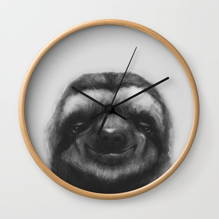 Sloth #1 (B&W) Wall Clock
