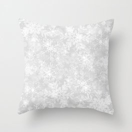 Silver Snowflakes Throw Pillow
