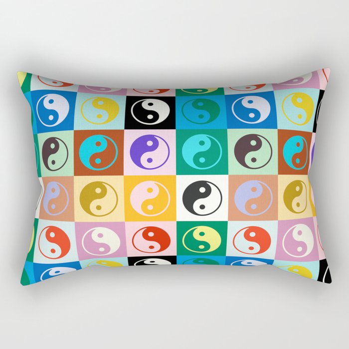 Checkered Yin Yang Pattern (Color Block Version) Throw Blanket by