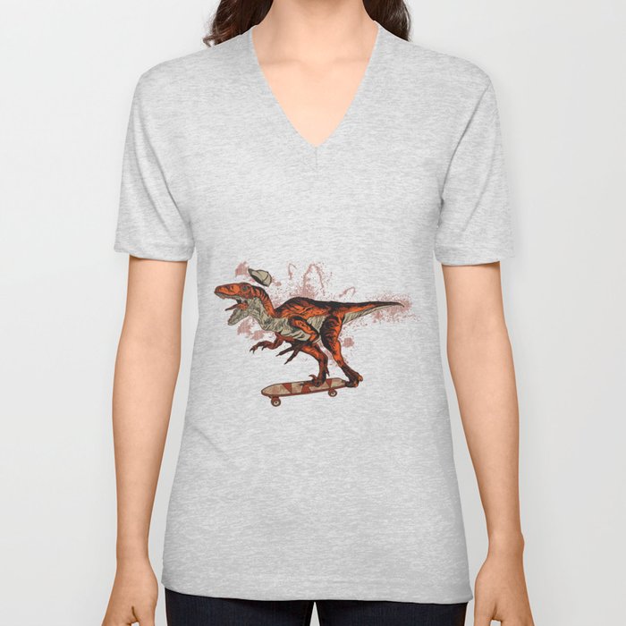 Dino Skate V Neck T Shirt