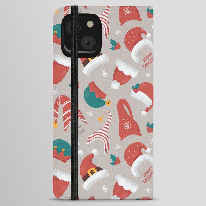 Christmas gnomes seamless pattern iPhone Wallet Case