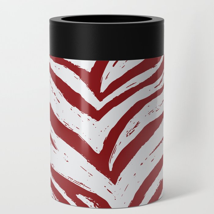 Tiger Stripes -Red & White - Animal Print - Zebra Print Can Cooler