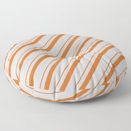 [ Thumbnail: Chocolate & Light Grey Colored Striped Pattern Floor Pillow ]