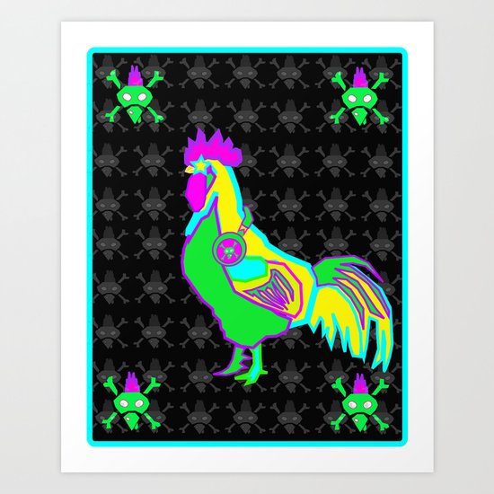 dubstep rooster Art Print